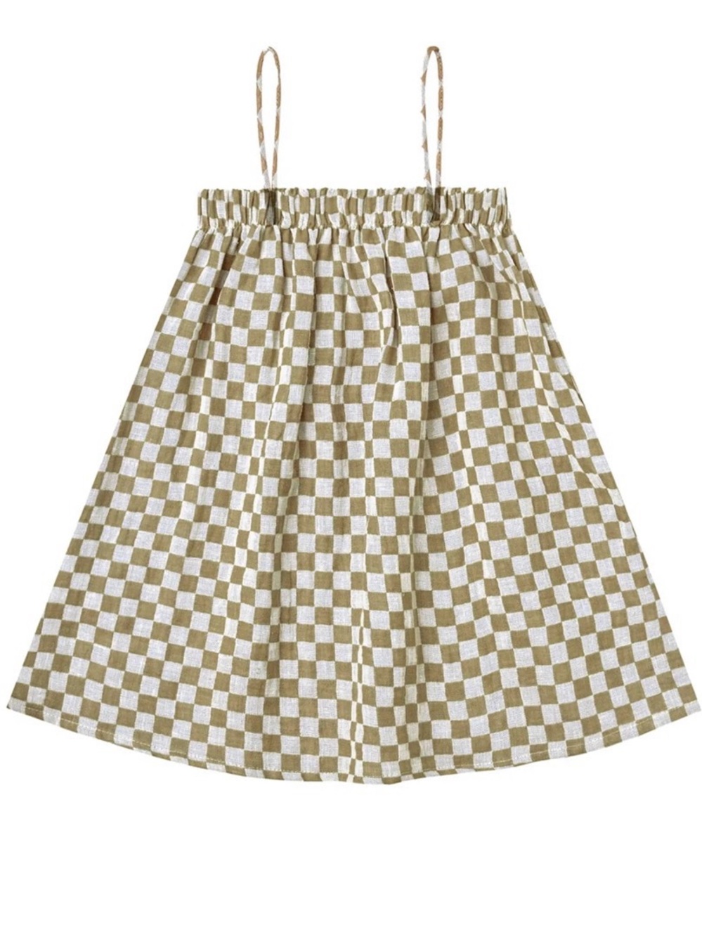 Rylee + Cru Brown and White Checkerboard Sundress